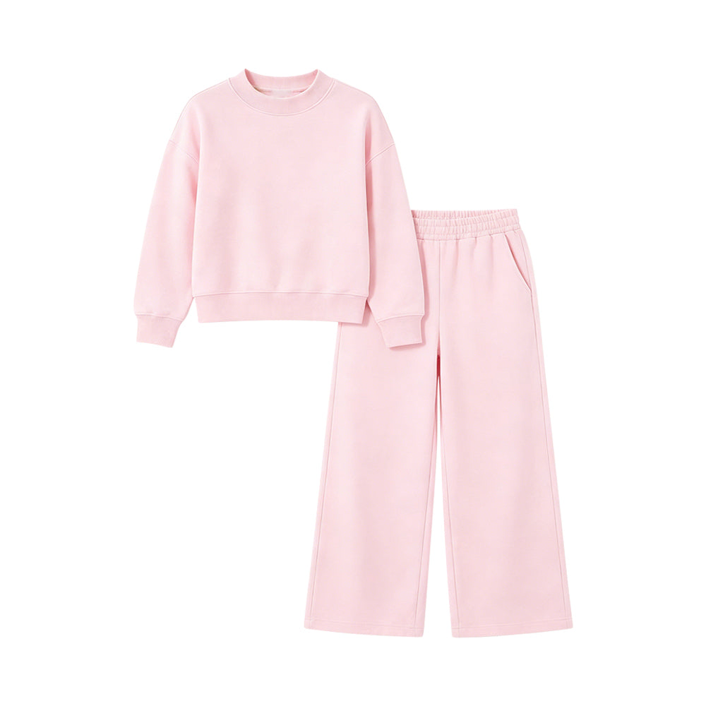 Pink color long sleeve top matching pants girls spring fall outfit preorder