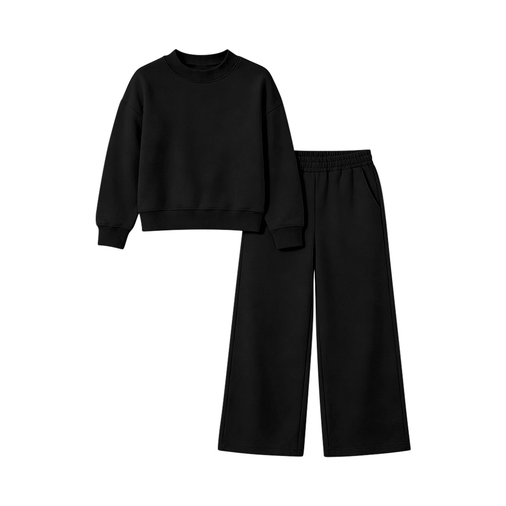 Black color long sleeve top matching pants girls spring fall outfit preorder