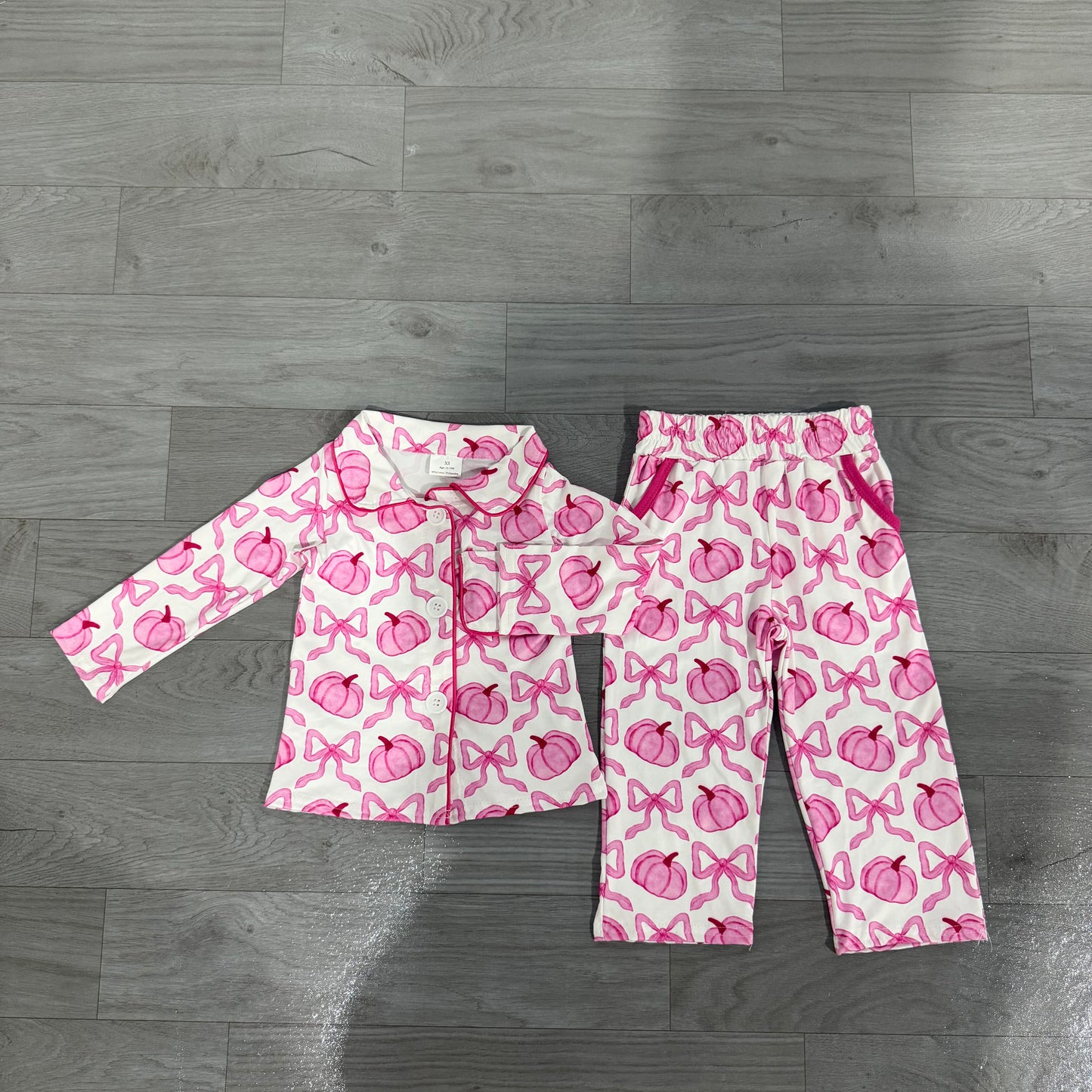 Adult women pink pumpkin design long sleeve pajama set preorder