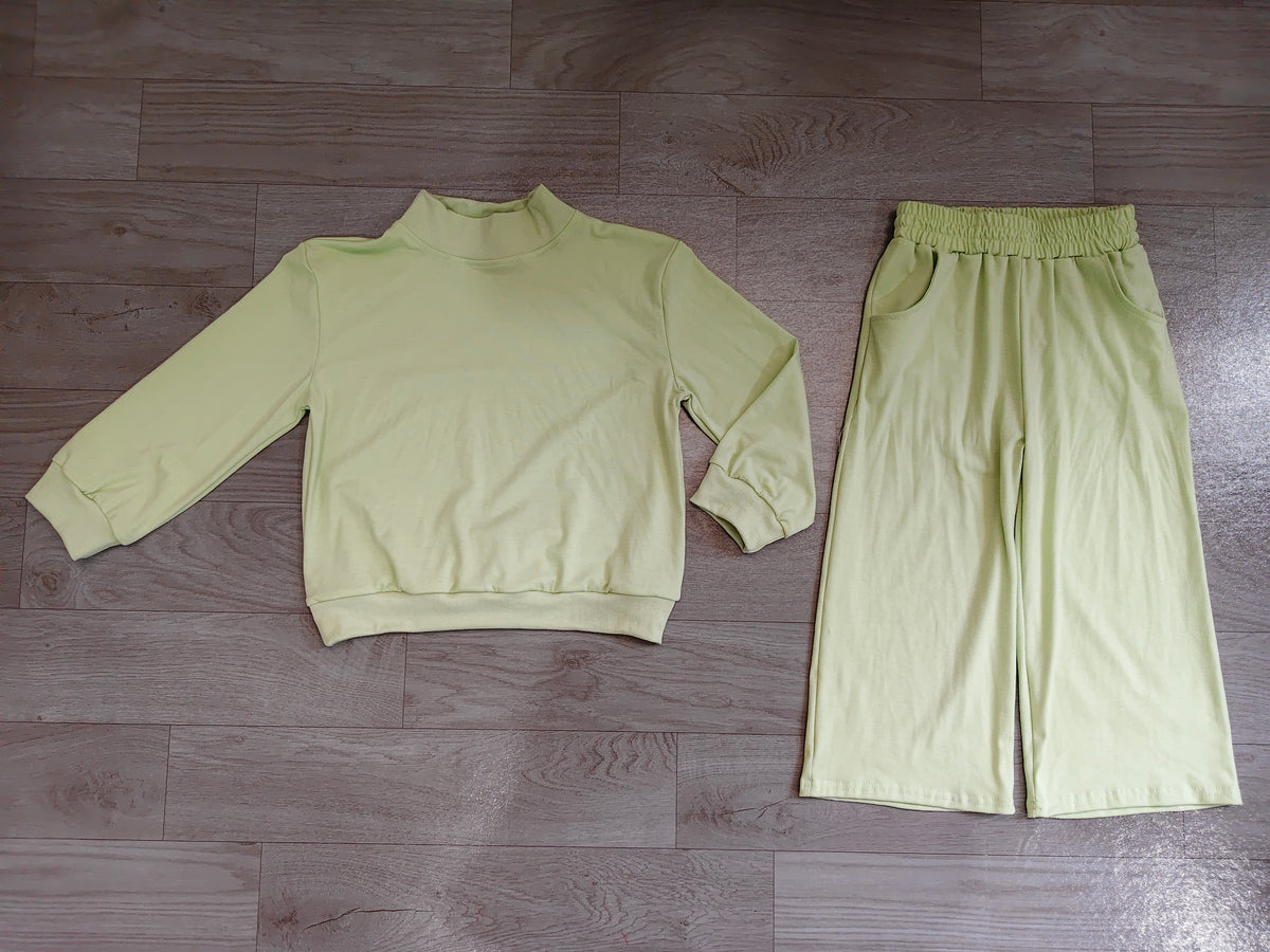 Green color long sleeve top matching pants girls outfit preorder