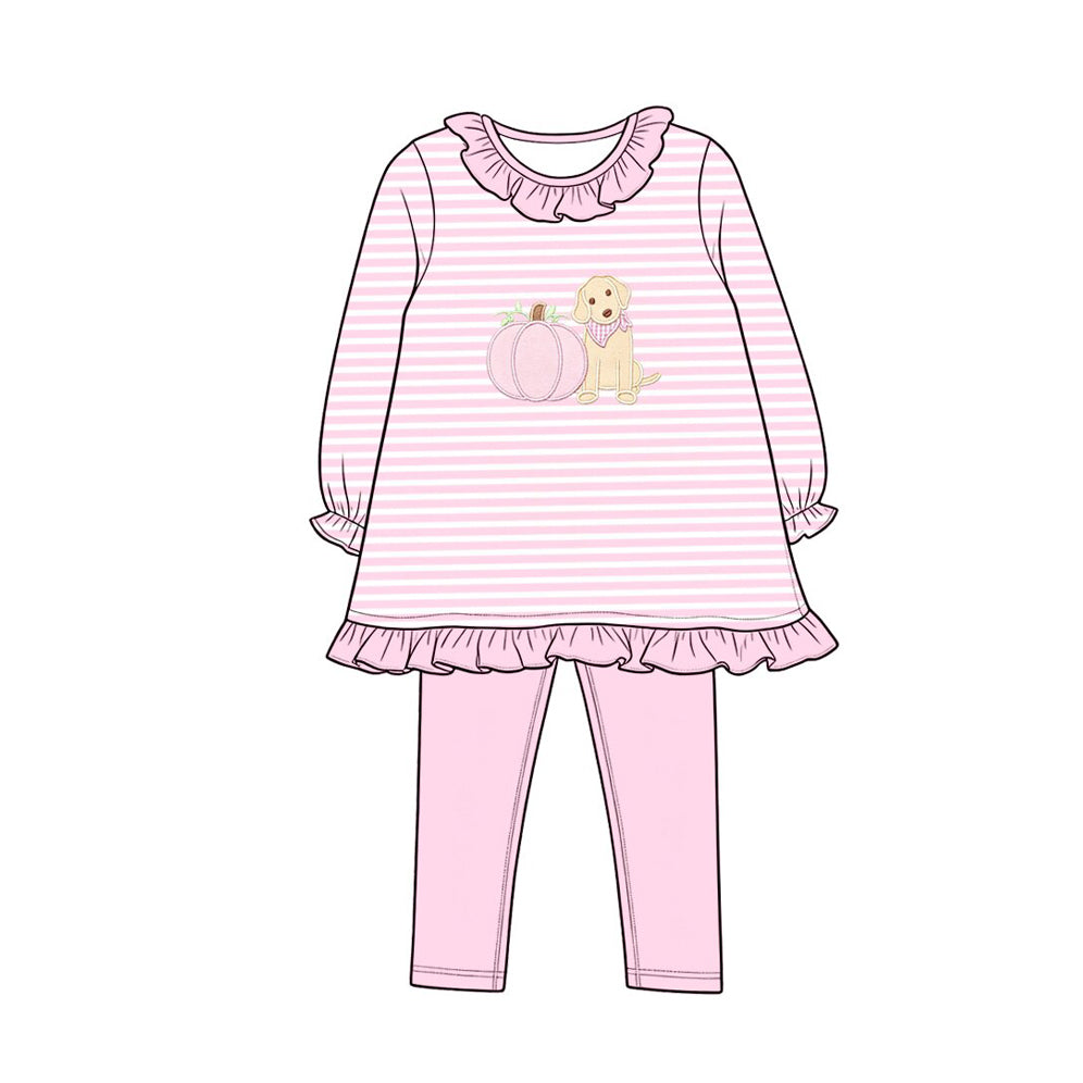 Girl long sleeve fall pumpkin matching pants boy spring fall outfit preorder