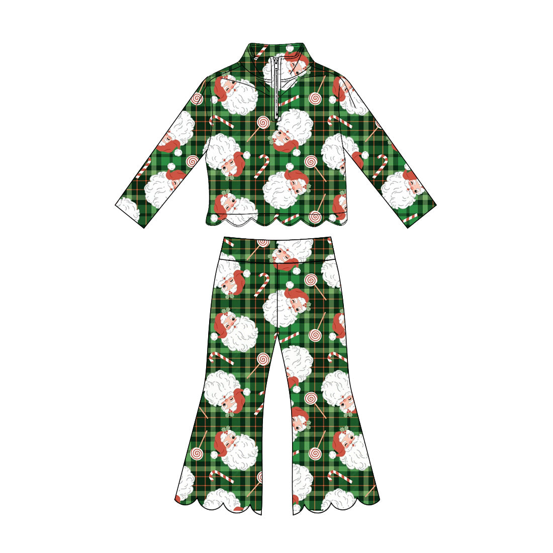 Girl long sleeve Christmas santa claus pullover matching pants spring fall outfit preorder