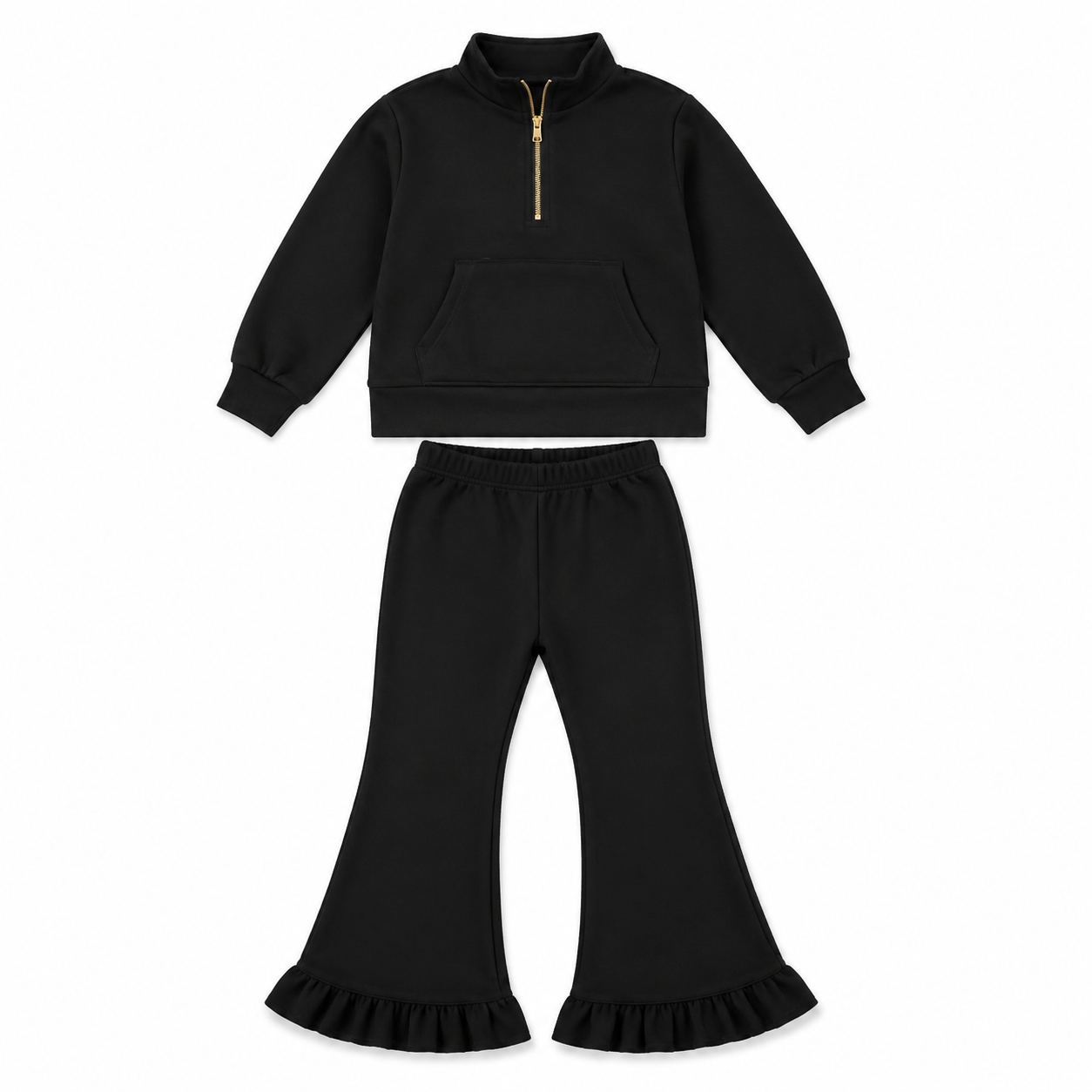 Black long sleeve sweatshirt top matching pants girls outfit preorder