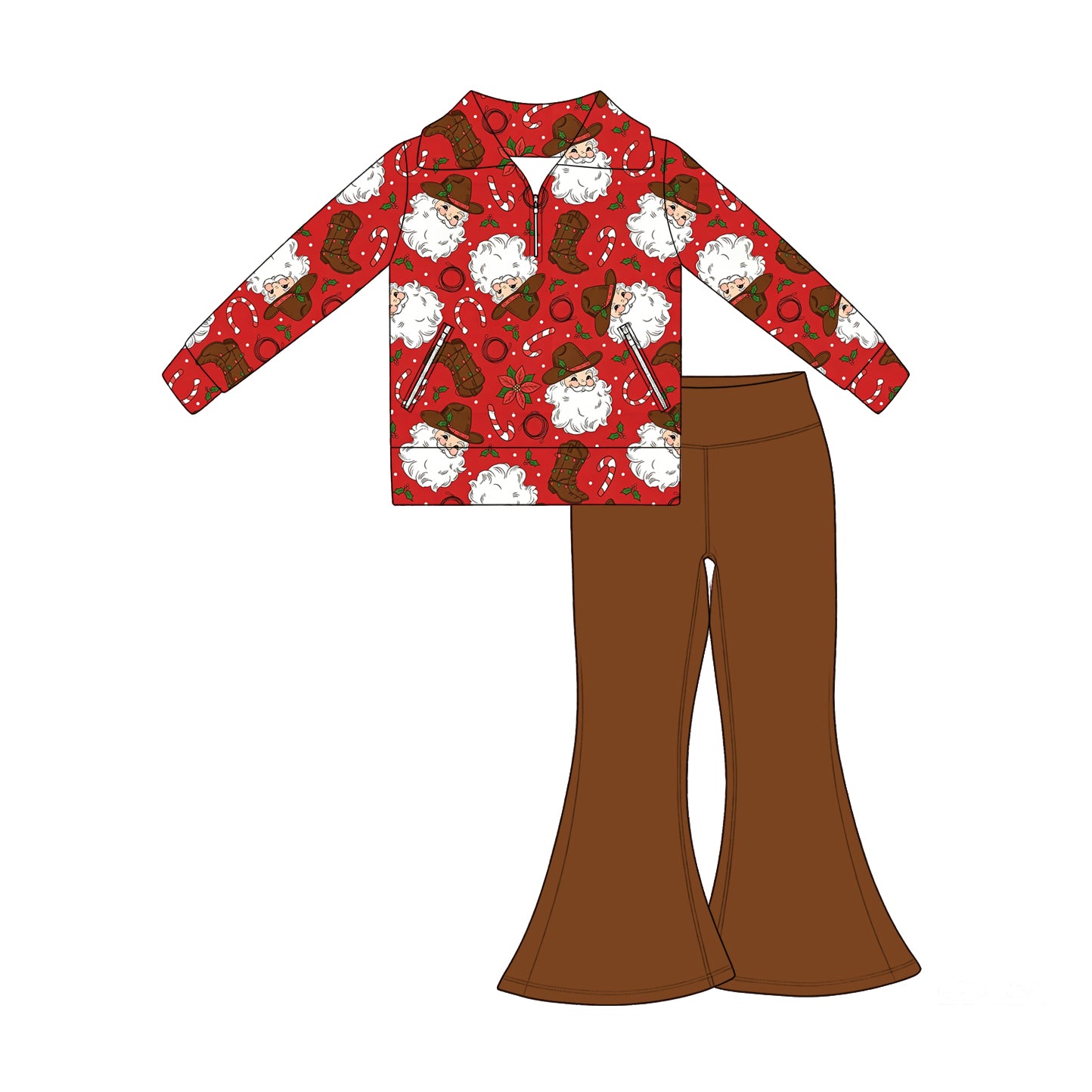 Girls long sleeve Christmas santa claus pullover top matching pants fall outfit preorder