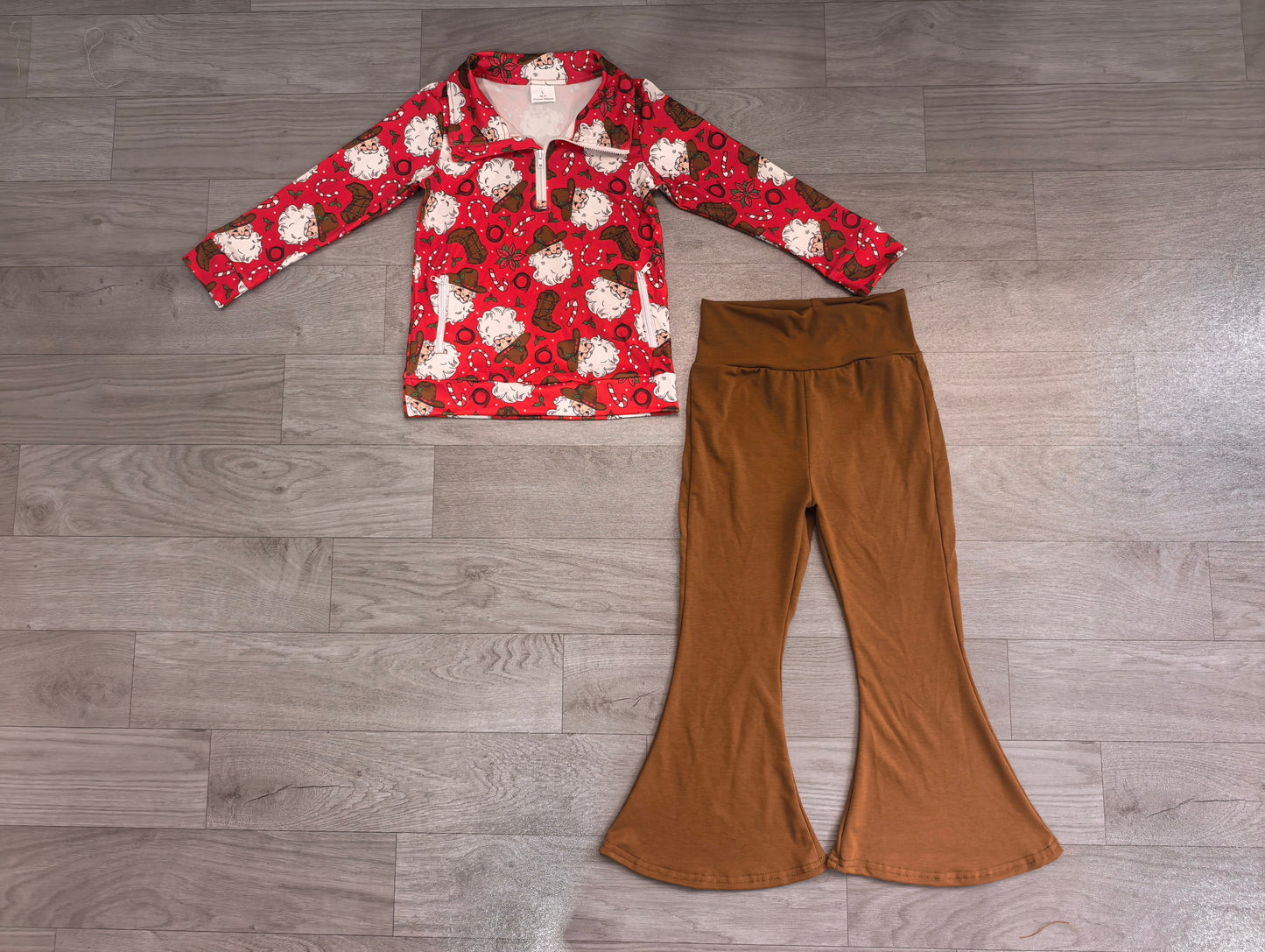 Girls long sleeve Christmas santa claus pullover top matching pants fall outfit preorder