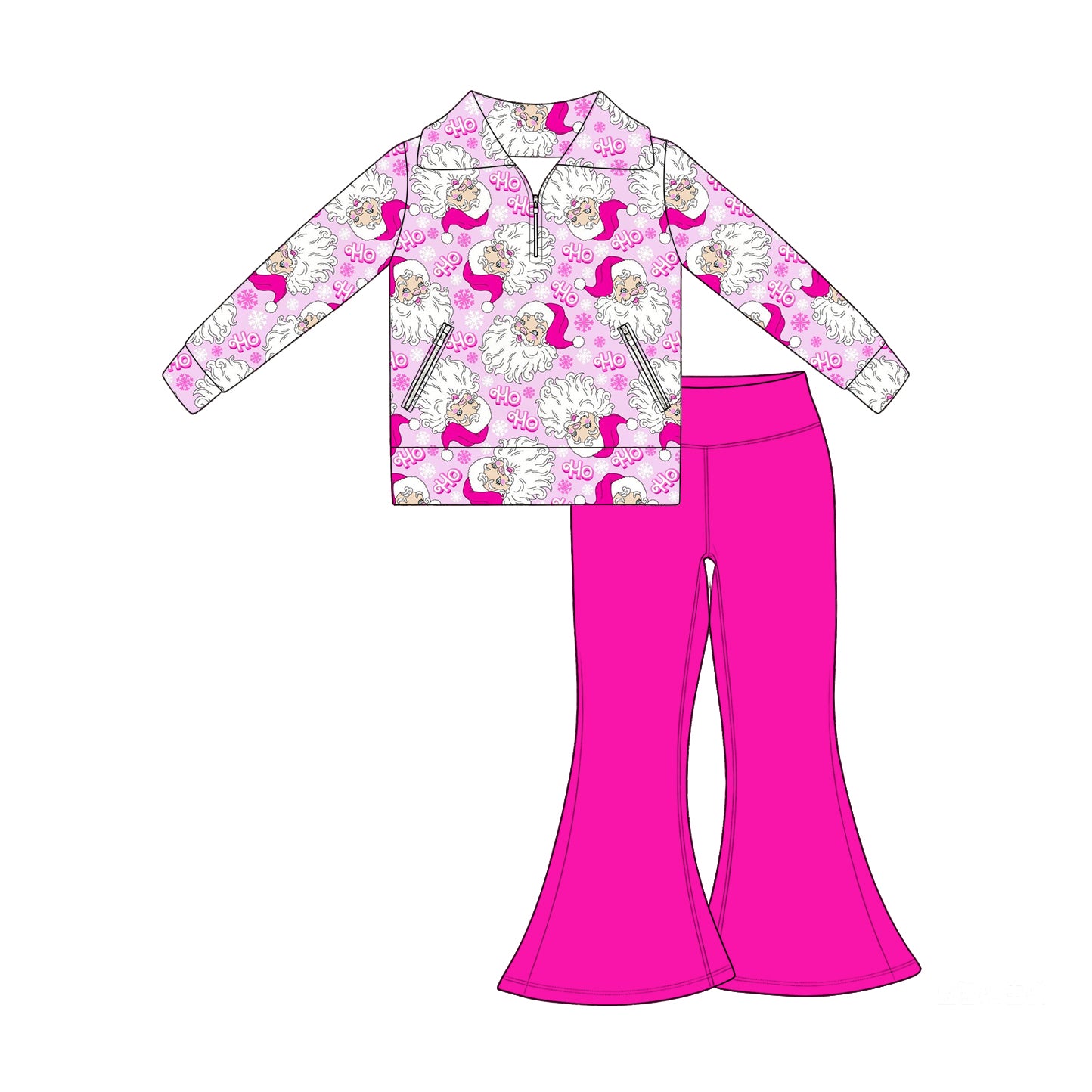 Girls long sleeve Christmas santa claus pullover top matching pants fall outfit preorder