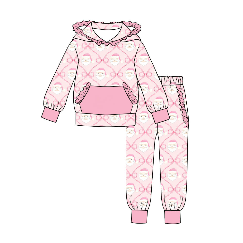 Christmas santa claus print girls long sleeve hoodie set outfit preorder