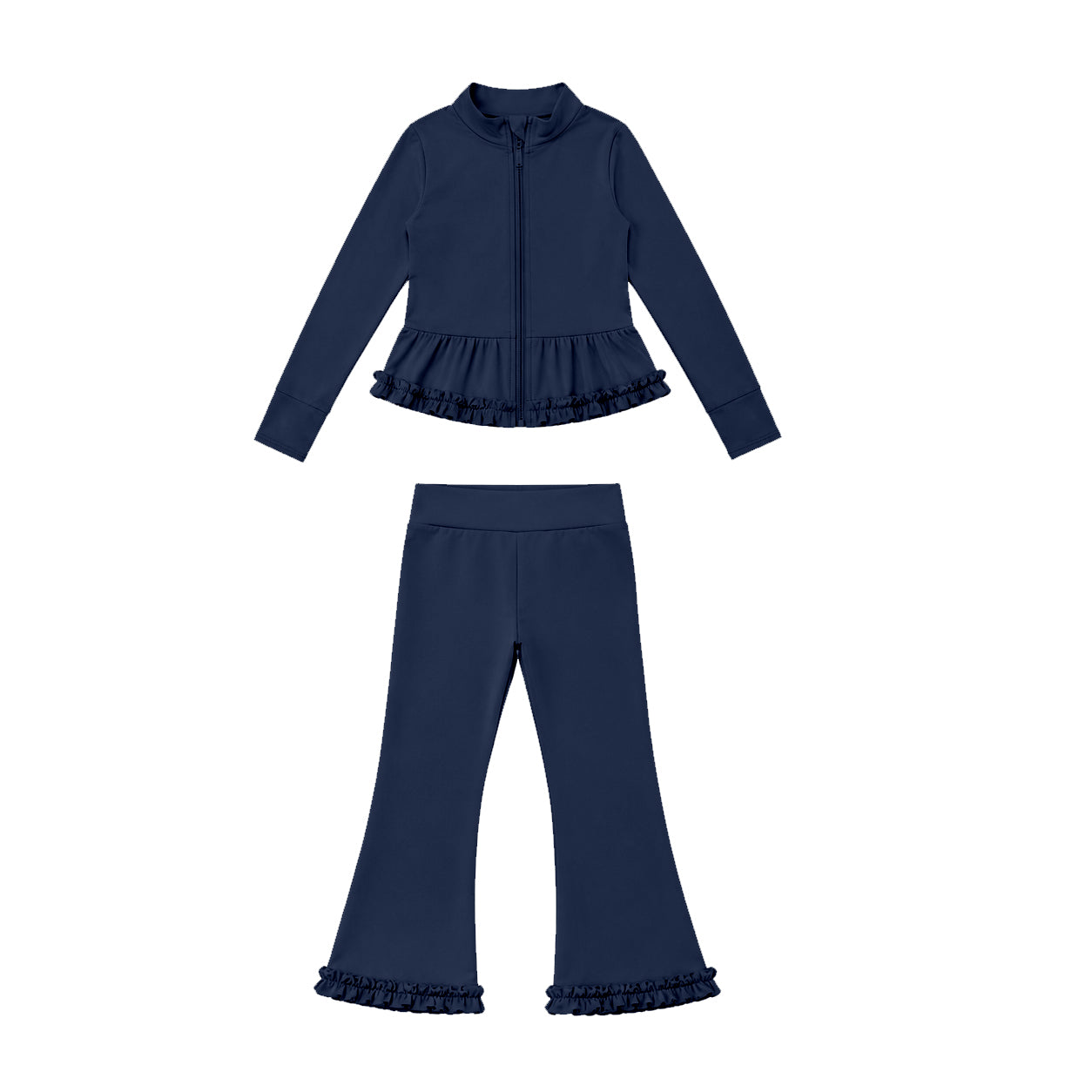Navy long sleeve yoga pullover top matching pants girls outfit preorder