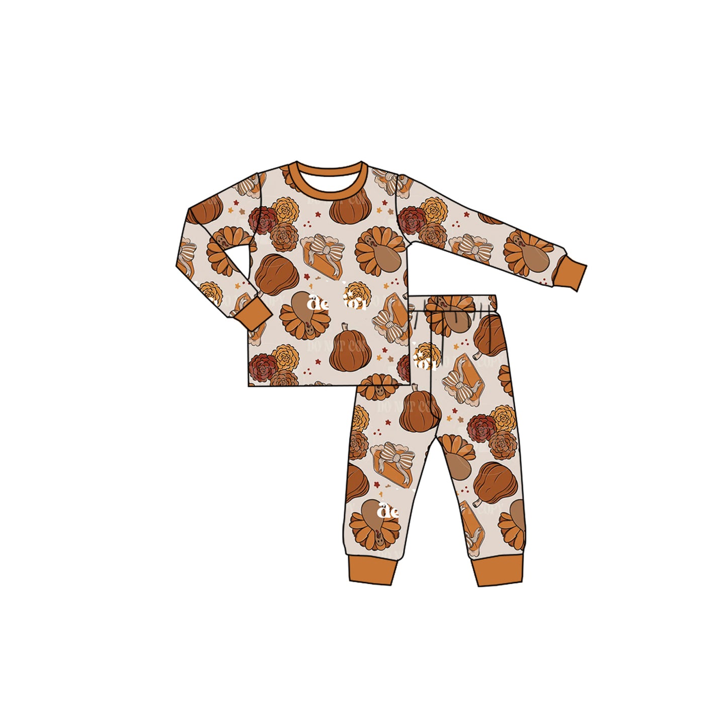 Long sleeve thanksgiving turkey top matching pants girl wholesale factory price outfit preorder