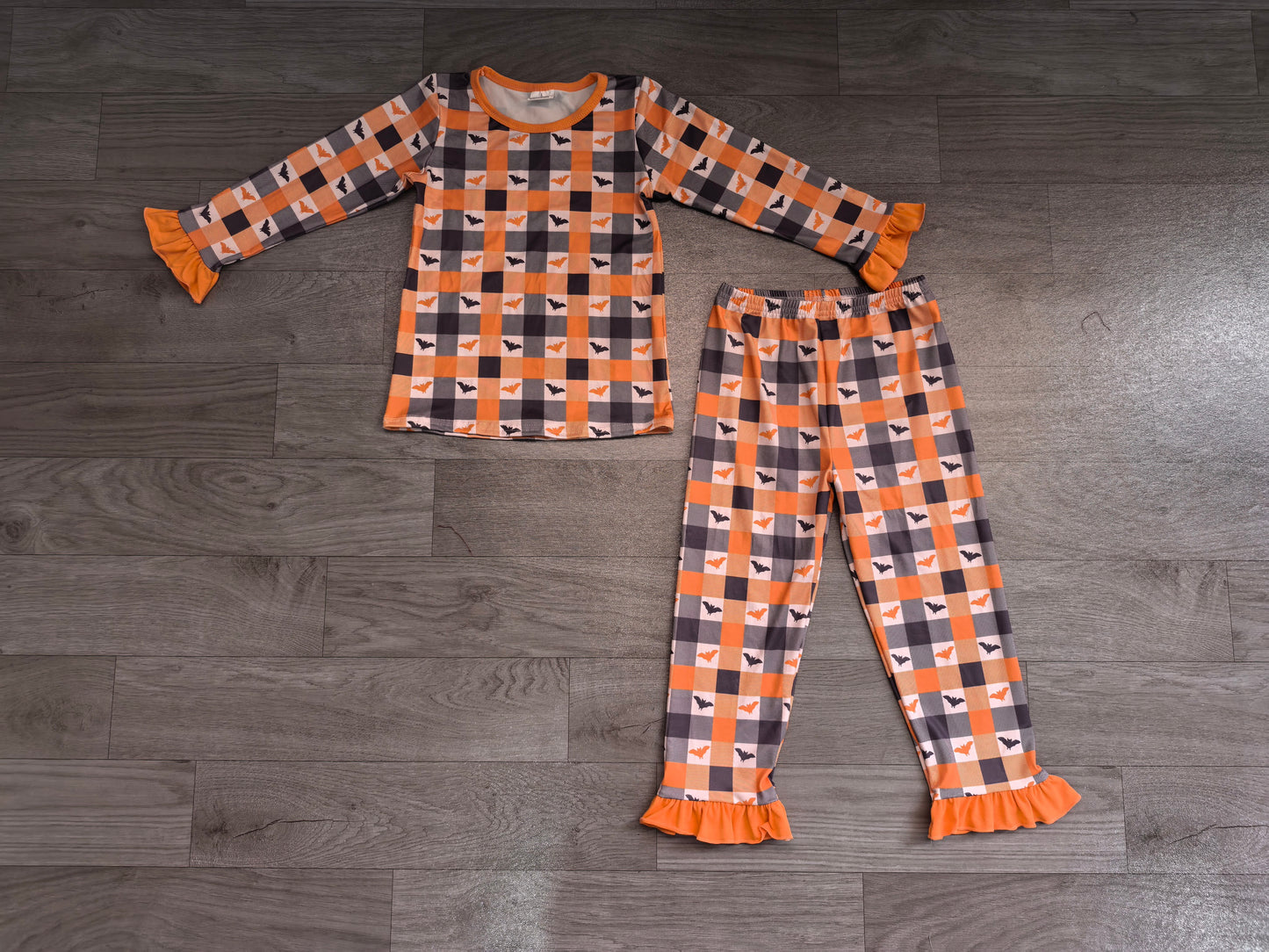 Long sleeve Halloween bat top matching pants girl wholesale factory price outfit preorder