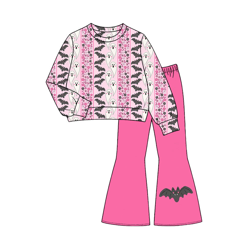 Long sleeve Halloween ghost bat top matching pants girl wholesale factory price outfit preorder