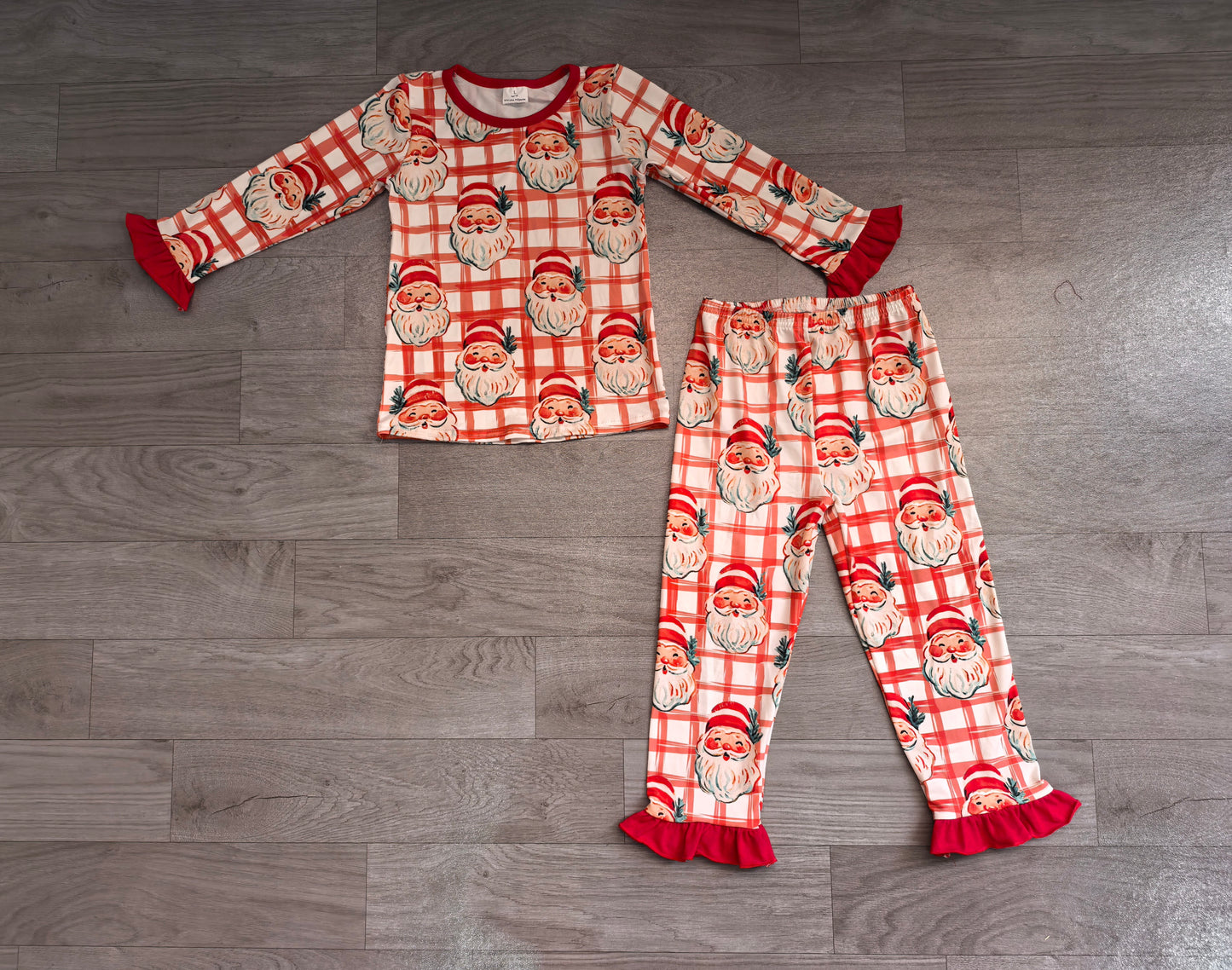 Long sleeve Christmas santa top matching pants girl wholesale factory price outfit preorder