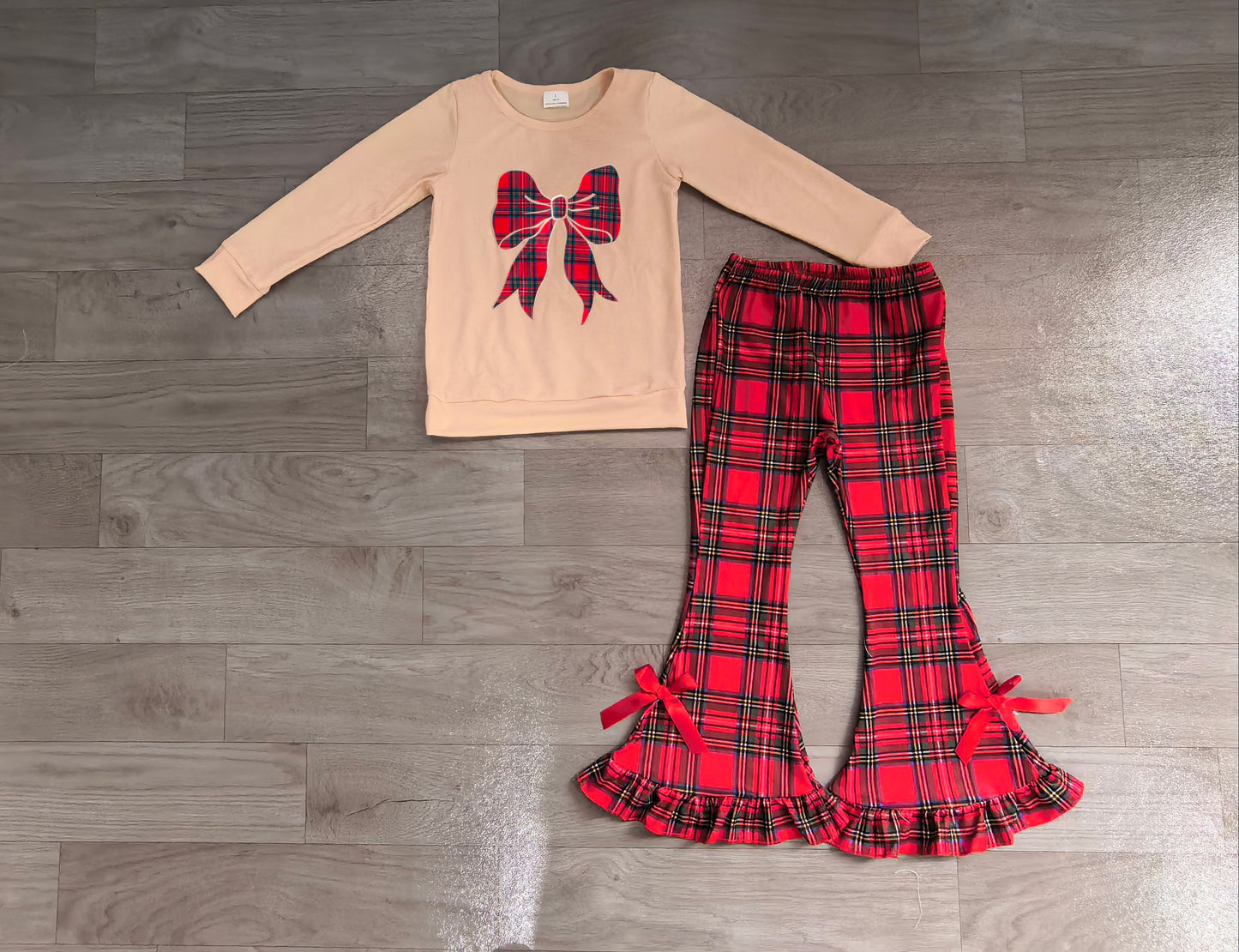 Long sleeve Christmas bow top matching pants Christmas wholesale factory price outfit preorder