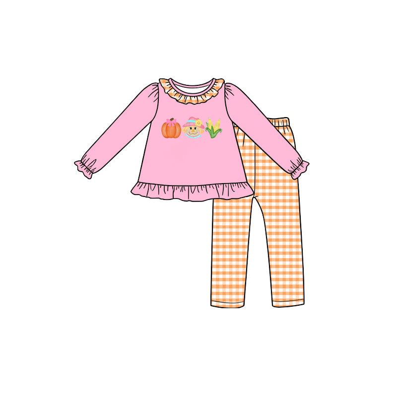 Long sleeve fall pumpkins top matching pants girl wholesale factory price outfit preorder