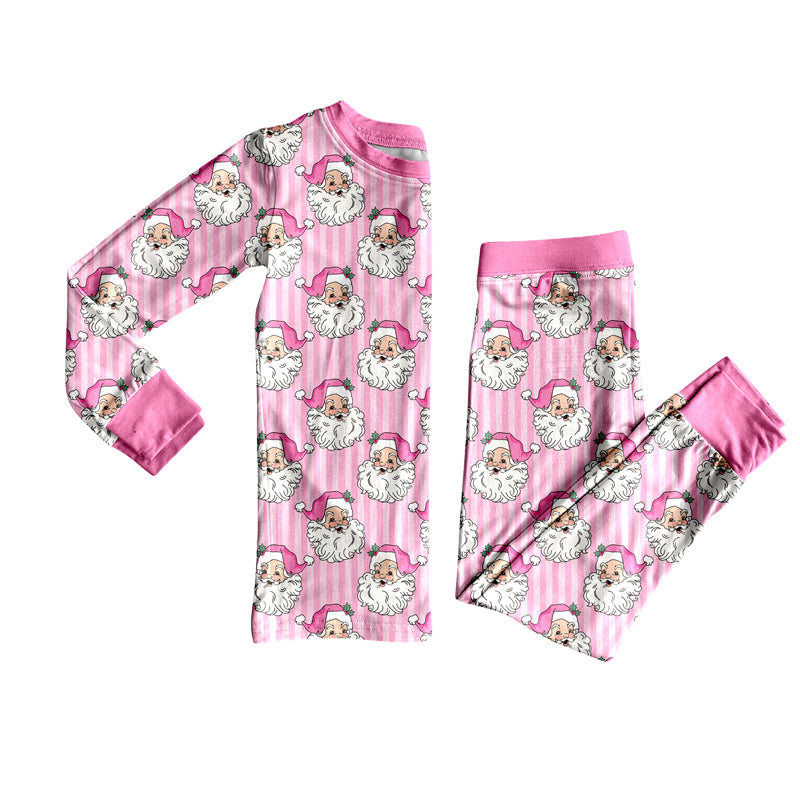 Christmas santa claus girls long sleeve pajama set outfit preorder