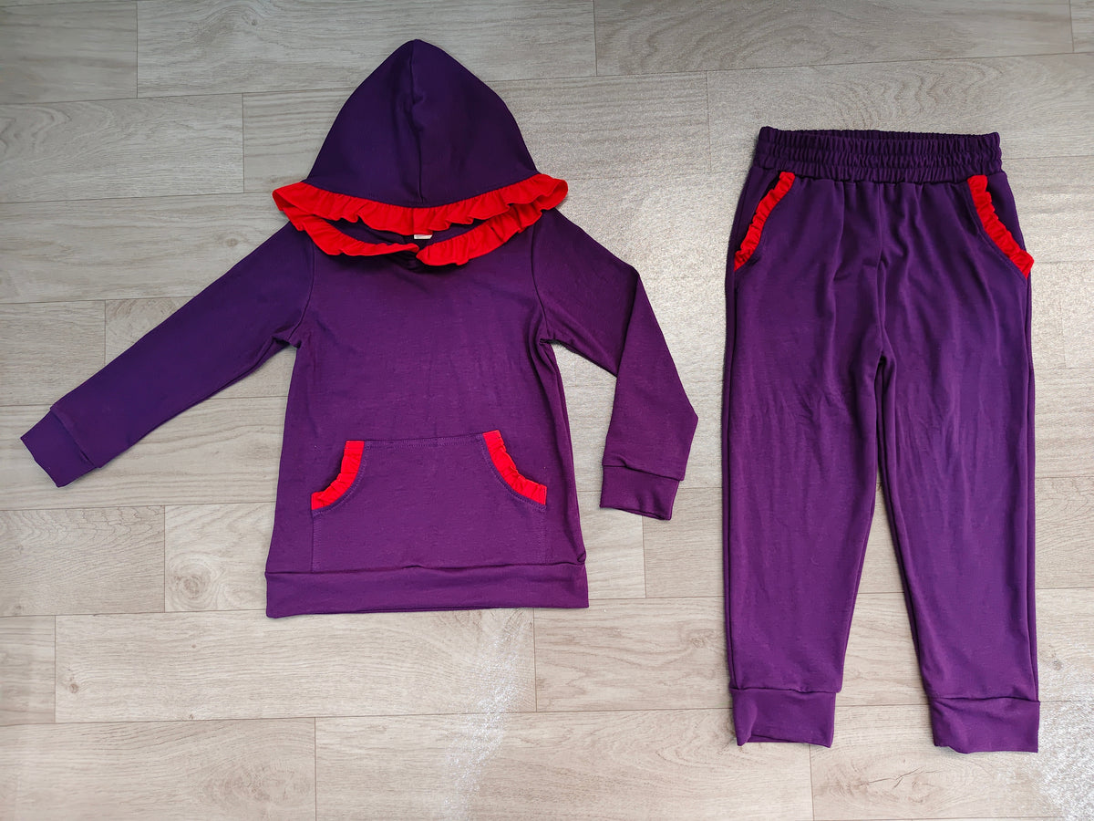Long sleeve navy hoodie top matching pants girls wholesale factory price outfit preorder