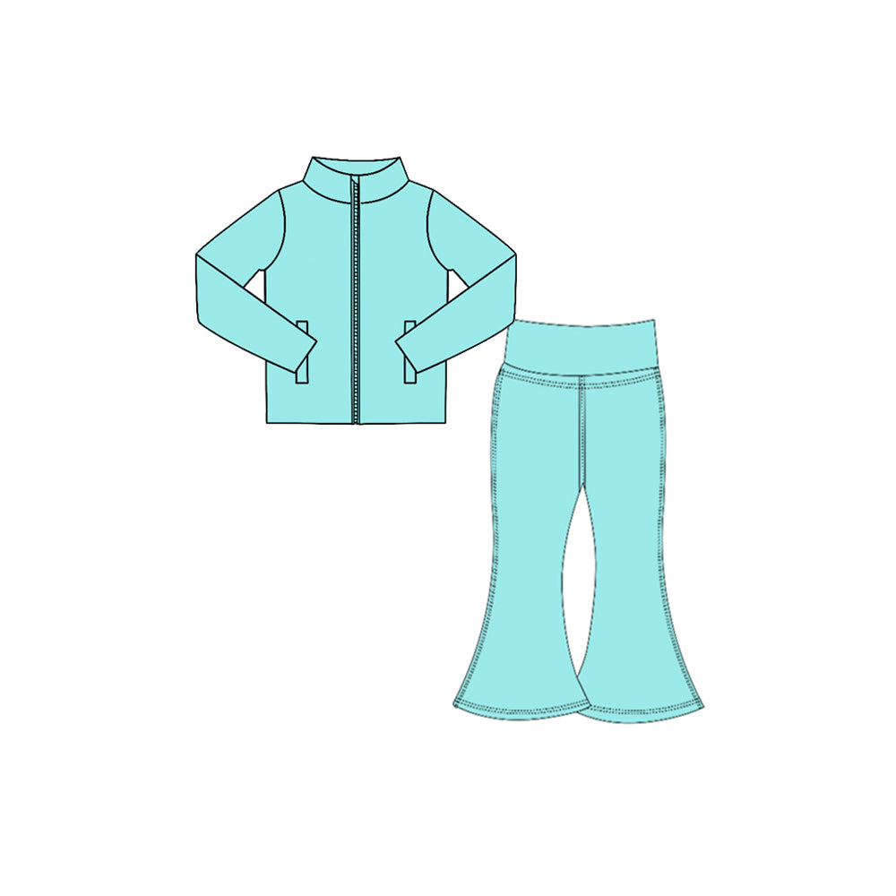 Aqua long sleeve yoga zip top matching pants girls wholesale factory price outfit preorder