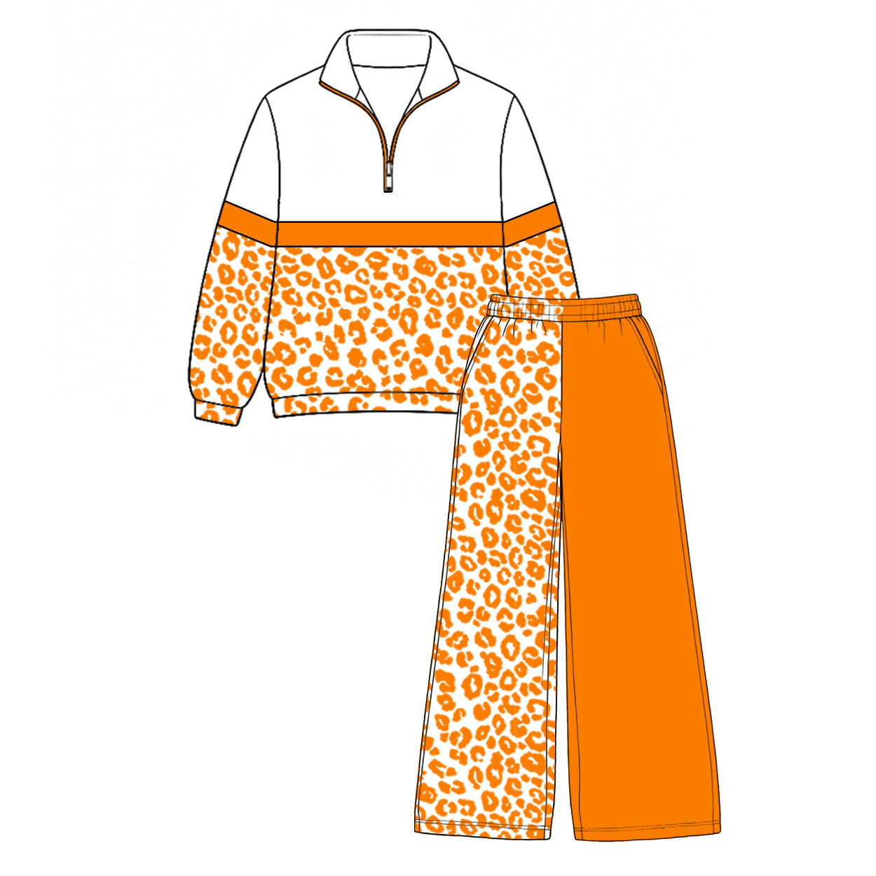 Long sleeve leopard top matching pants girls wholesale factory price outfit preorder