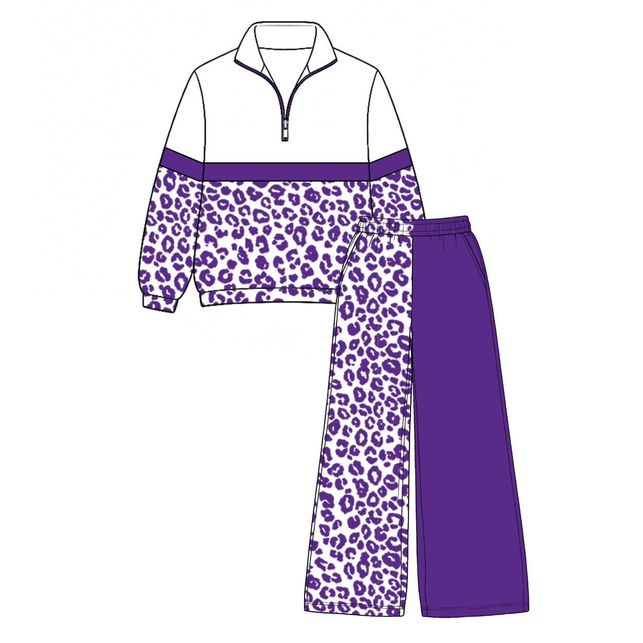 Long sleeve leopard top matching pants girls wholesale factory price outfit preorder