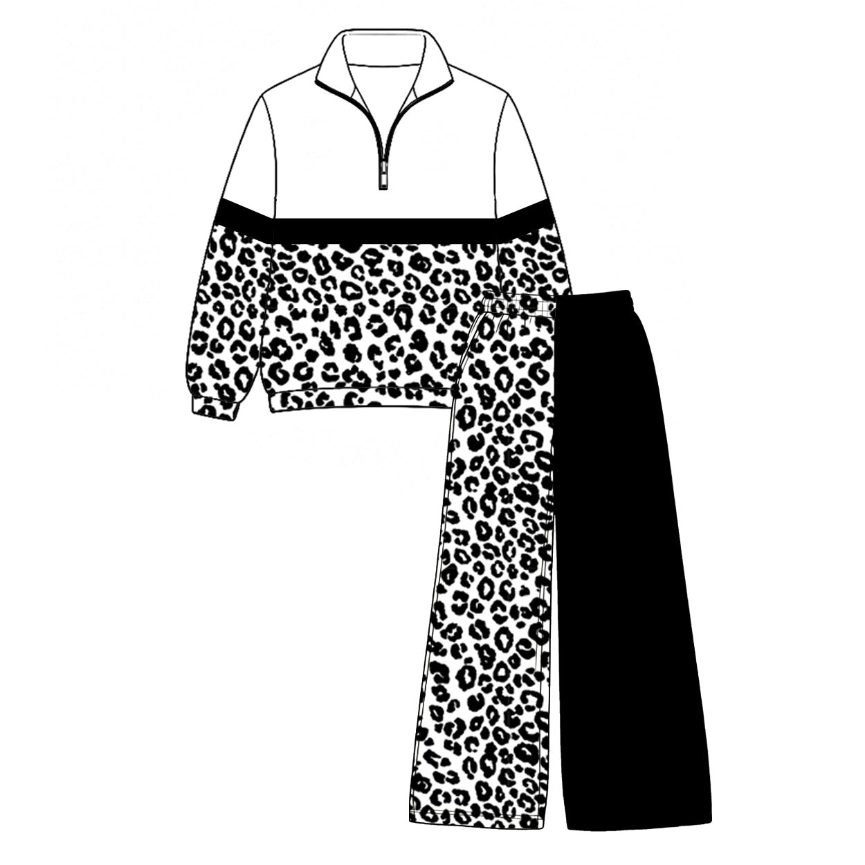 Long sleeve leopard top matching pants girls wholesale factory price outfit preorder