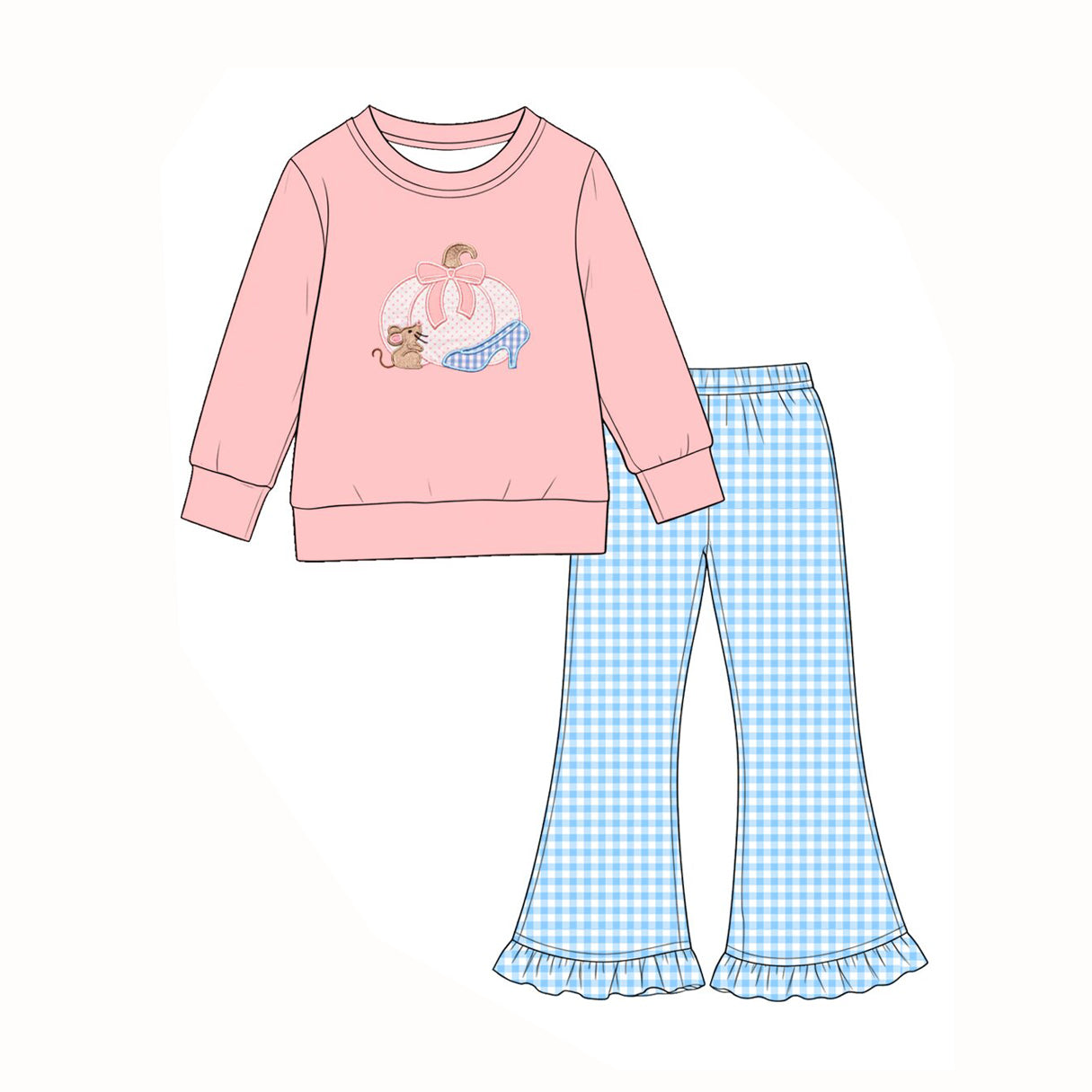 Long sleeve fall pumpkins top matching pants girls wholesale factory price outfit preorder