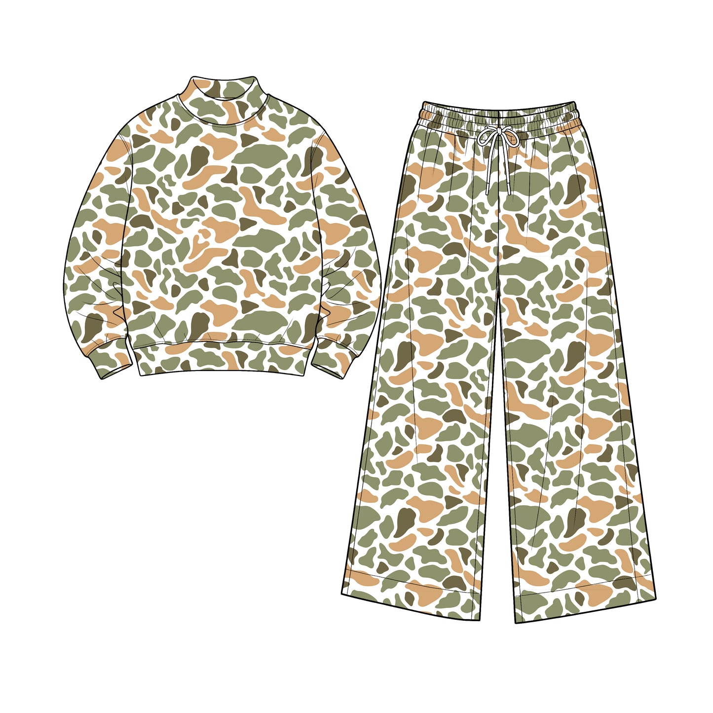 Adult Women orange green camo color long sleeve yoga outfit preorder