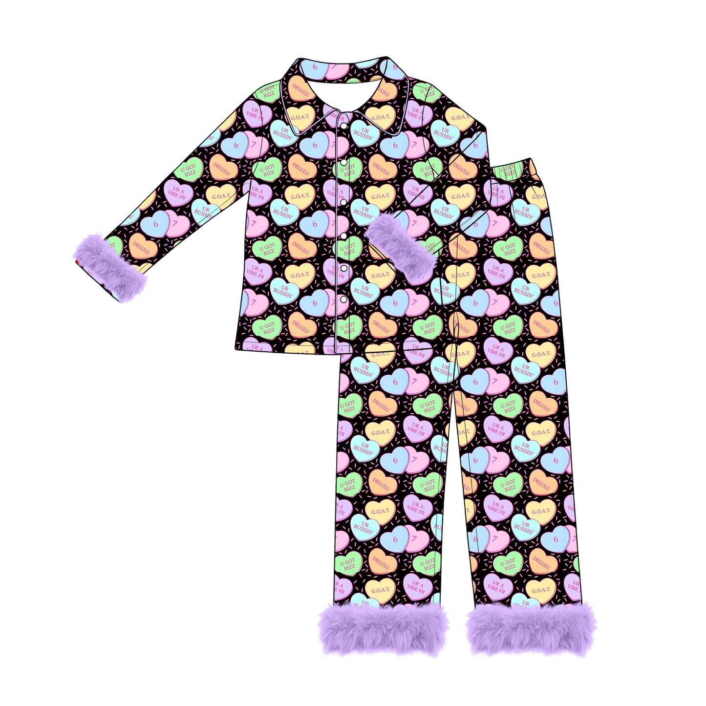 Adult women Valentines day heart design long sleeve pajama set preorder