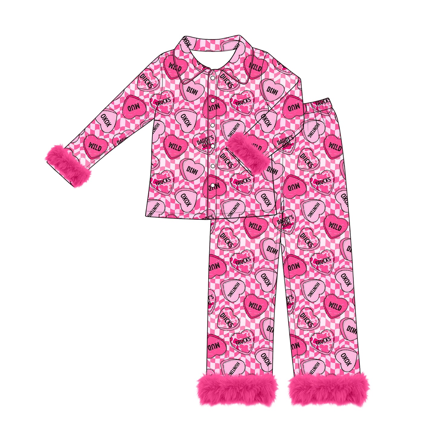 Adult women Valentines day heart design long sleeve pajama set preorder
