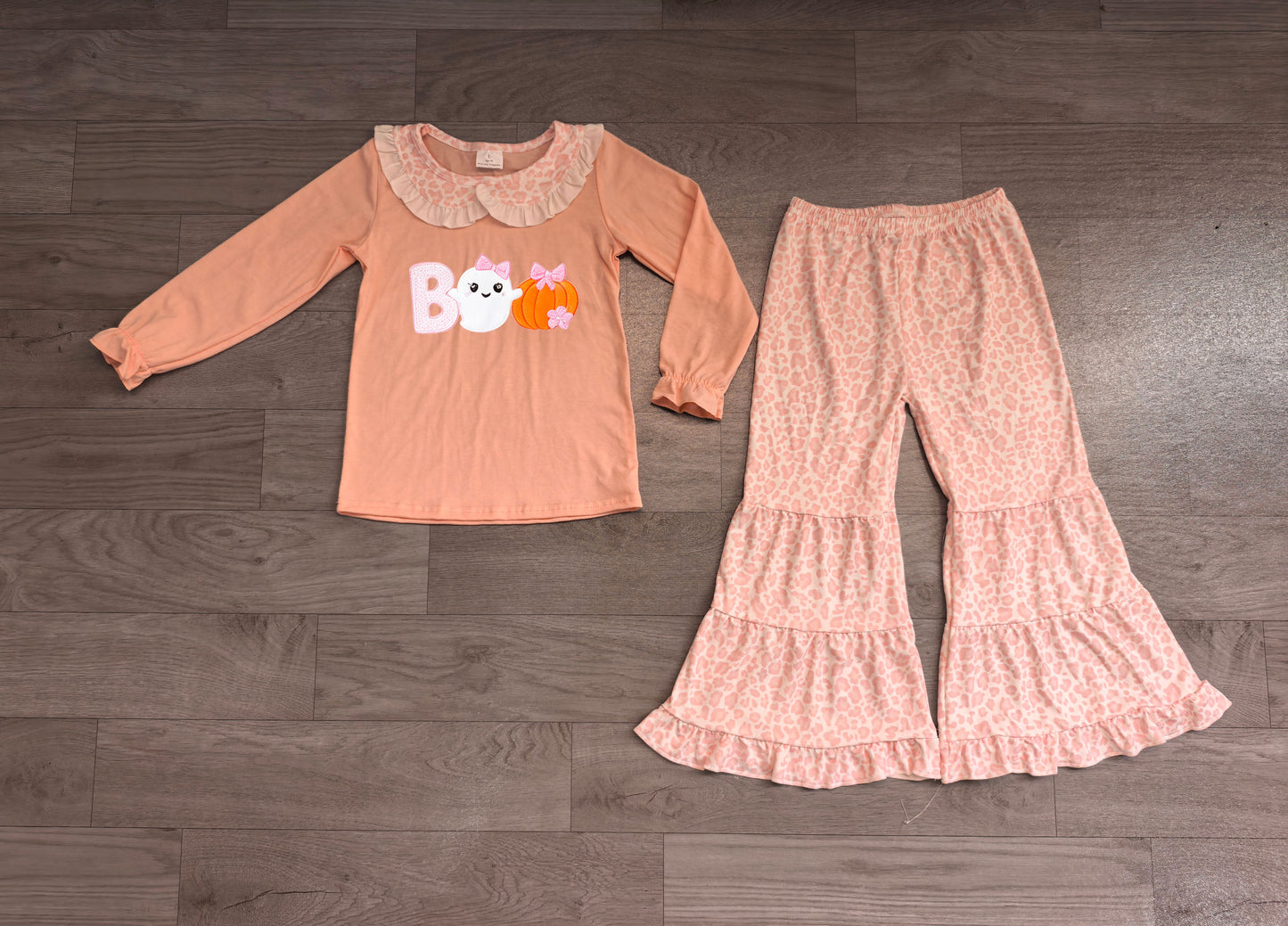 Long sleeve Halloween embroidery ghost top matching pants girl wholesale factory price outfit preorder