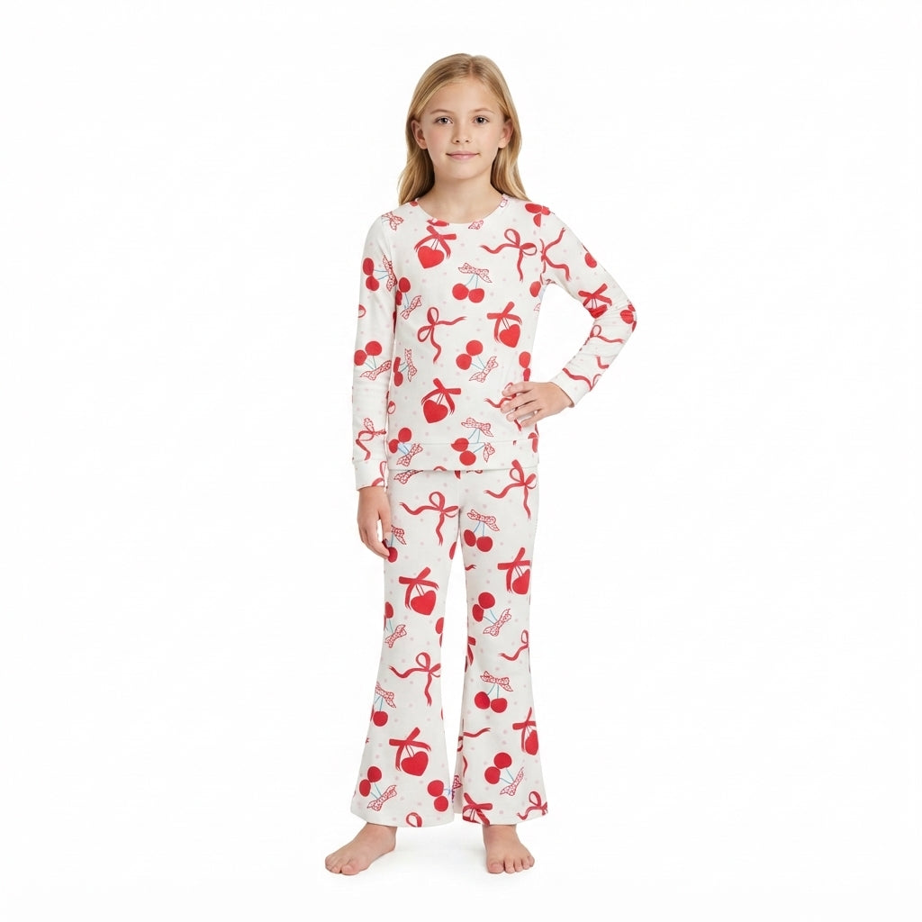 Long sleeve valentines heart top matching pants girl wholesale factory price outfit