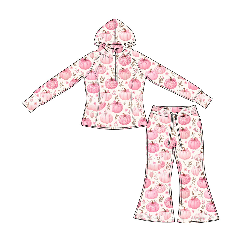 Pink pumpkins long sleeve girls fall season outfit preorder