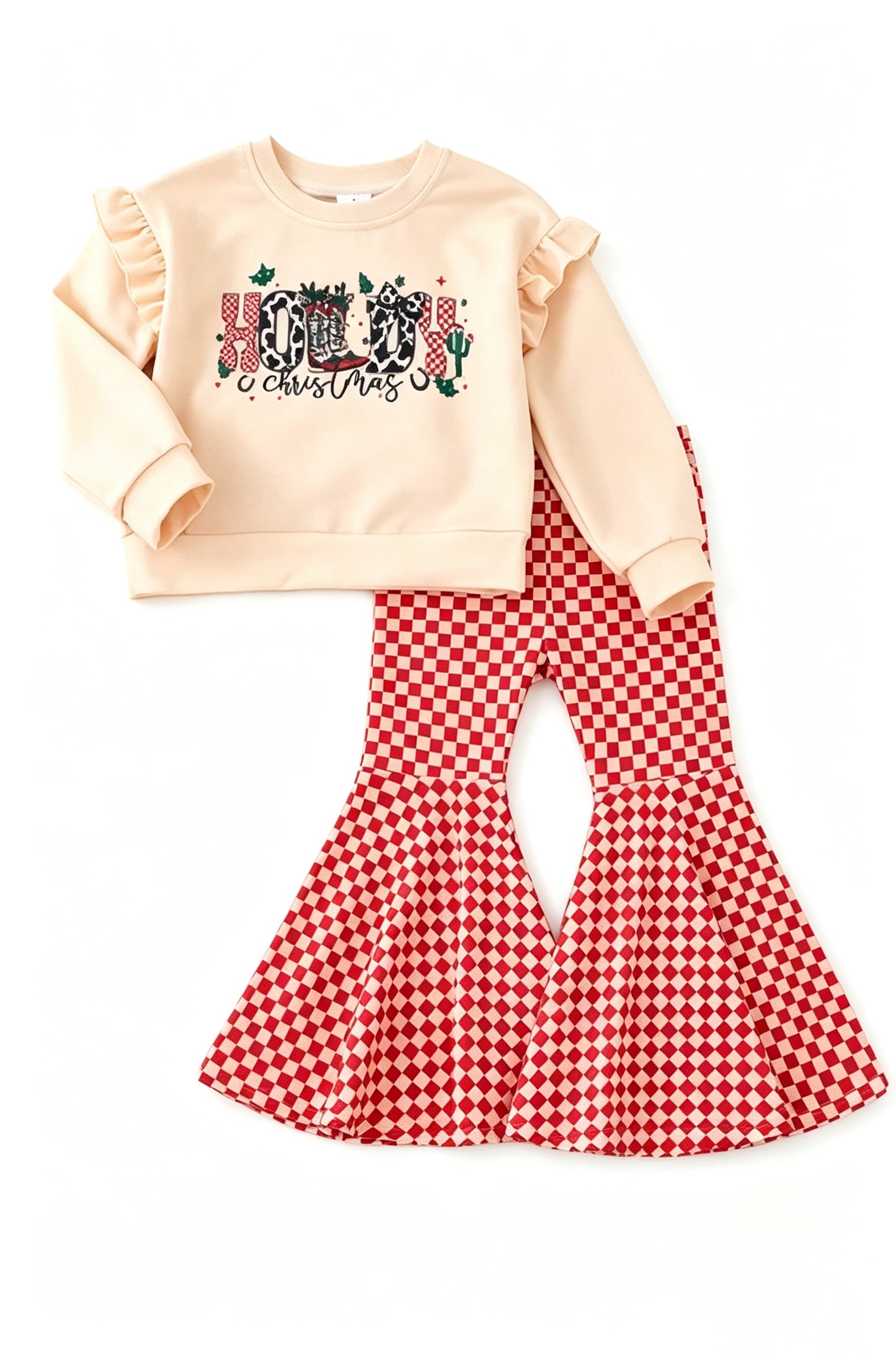 Holly christmas long sleeve girls fall season outfit preorder