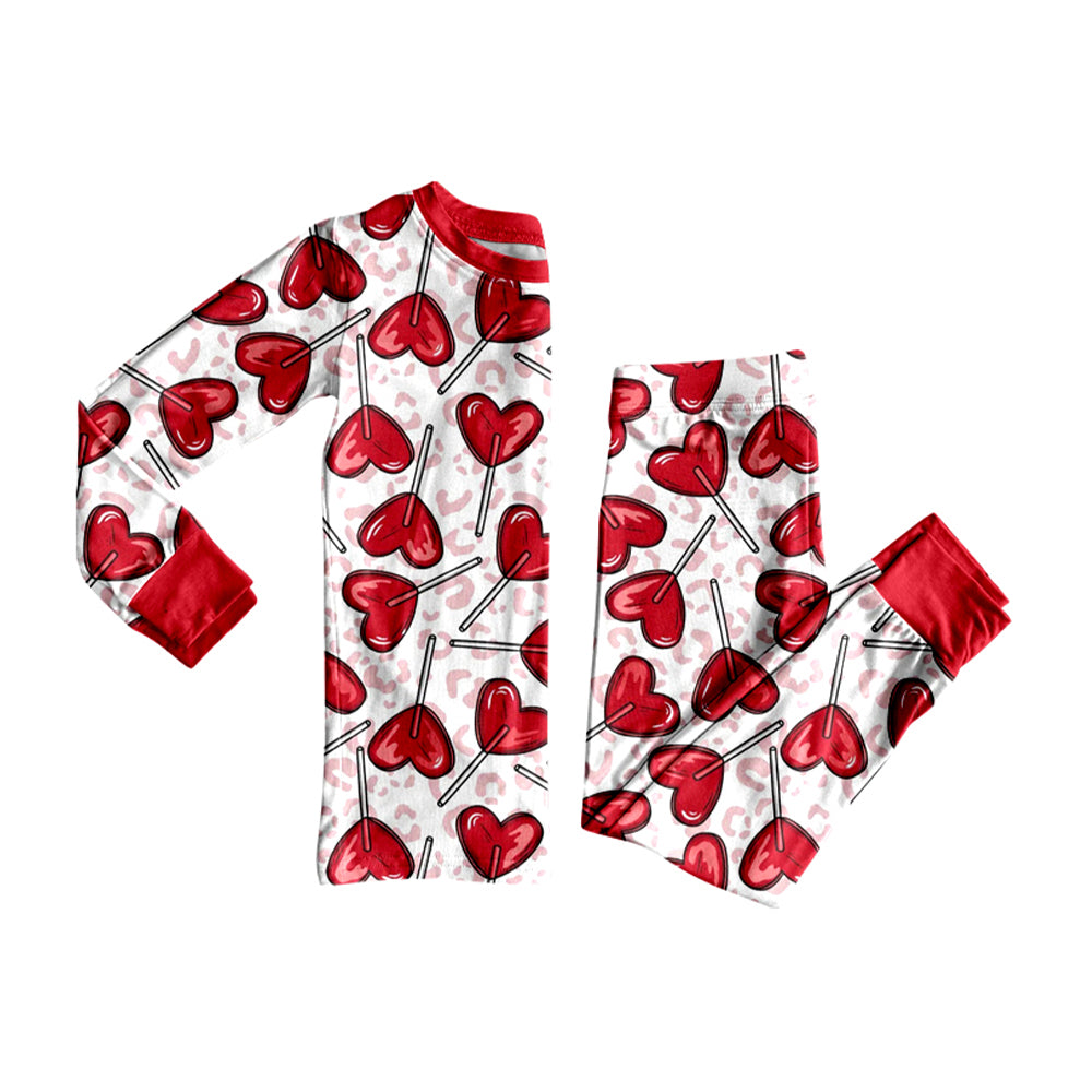 Valentines heart print girls long sleeve outfit preorder