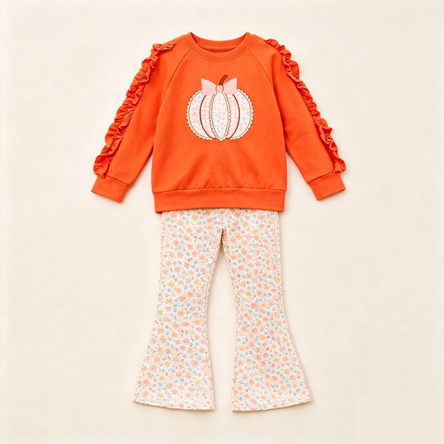Fall pumpkins long sleeve top matching pants girls outfit preorder