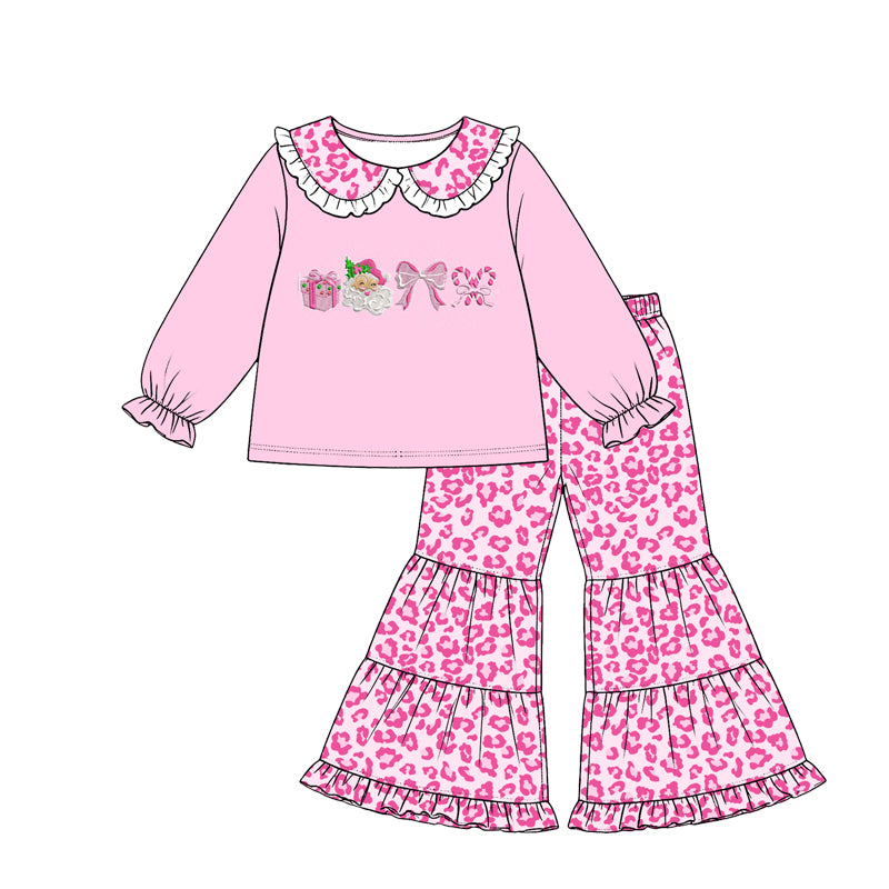 Christmas santa long sleeve top matching pants girls outfit preorder