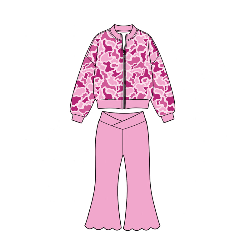 Camo long sleeve top matching pants girls fall winter yoga outfit preorder