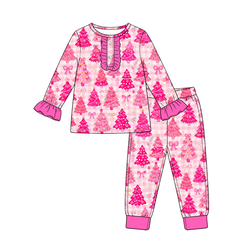 Christmas tree long sleeve top matching pants girls fall winter yoga outfit preorder