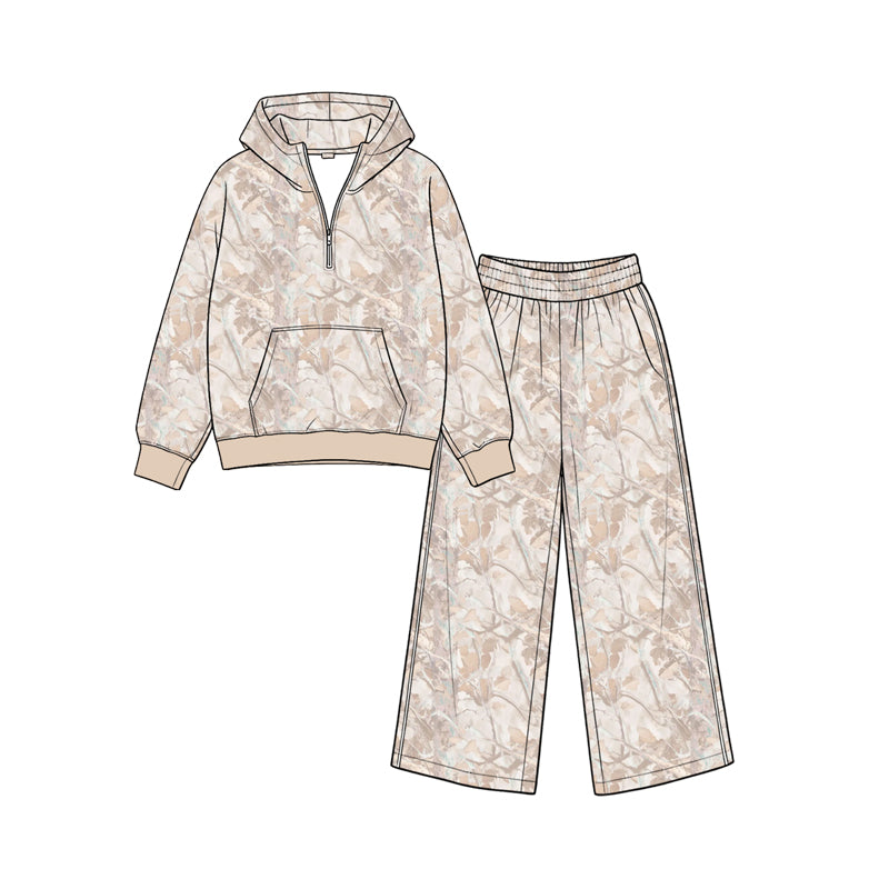 Long sleeve camo hoodie top matching pants fall winter girls outfit preorder