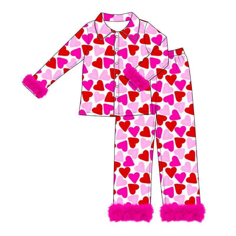 Adult women Valentines heart design long sleeve pajama set preorder