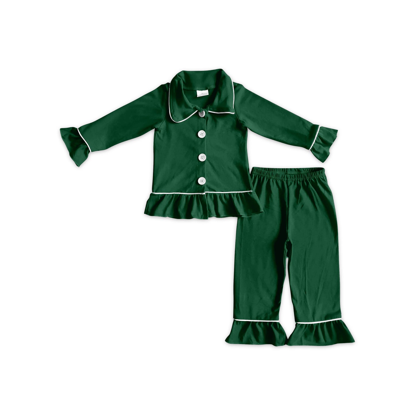 Long sleeve green top matching pants girl pajama set outfit preorder