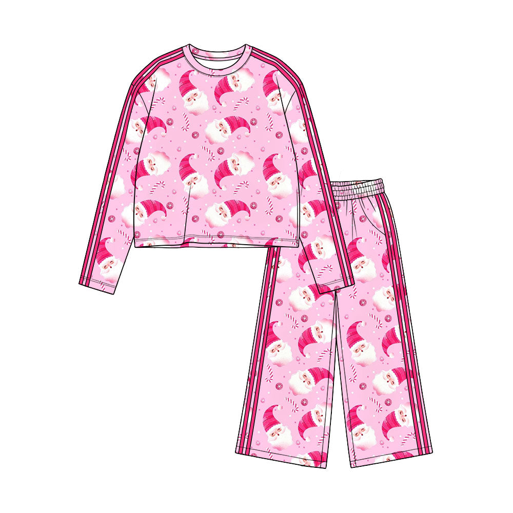 Long sleeve christmas santa top matching pants girls clothes preorder