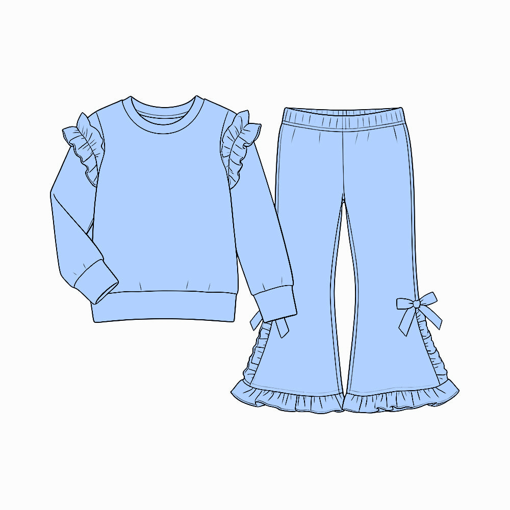 Blue color long sleeve top matching pants girls outfit preorder