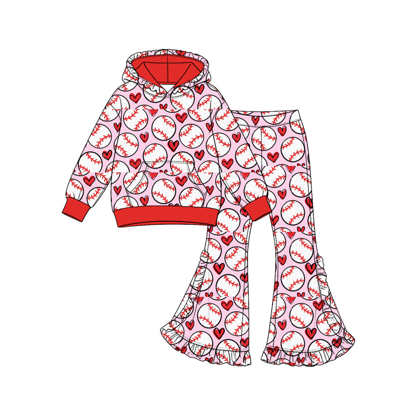 Baseball print girl long sleeve hoodie set outfit preorder