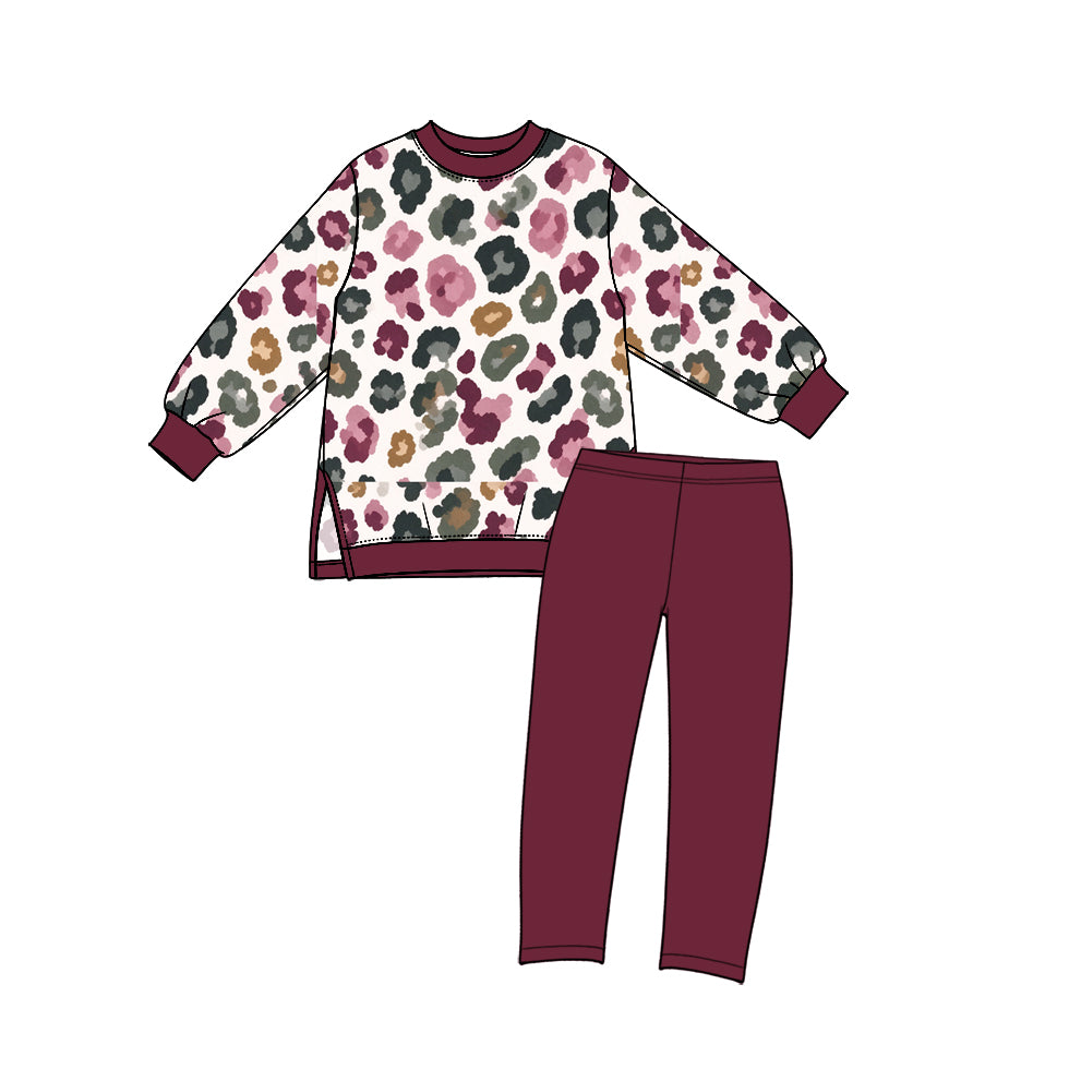 Long sleeve leopard top matching legging girls yoga outfit preorder