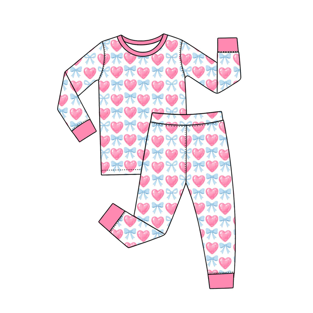 Valentines day red heart girl long sleeve outfit preorder