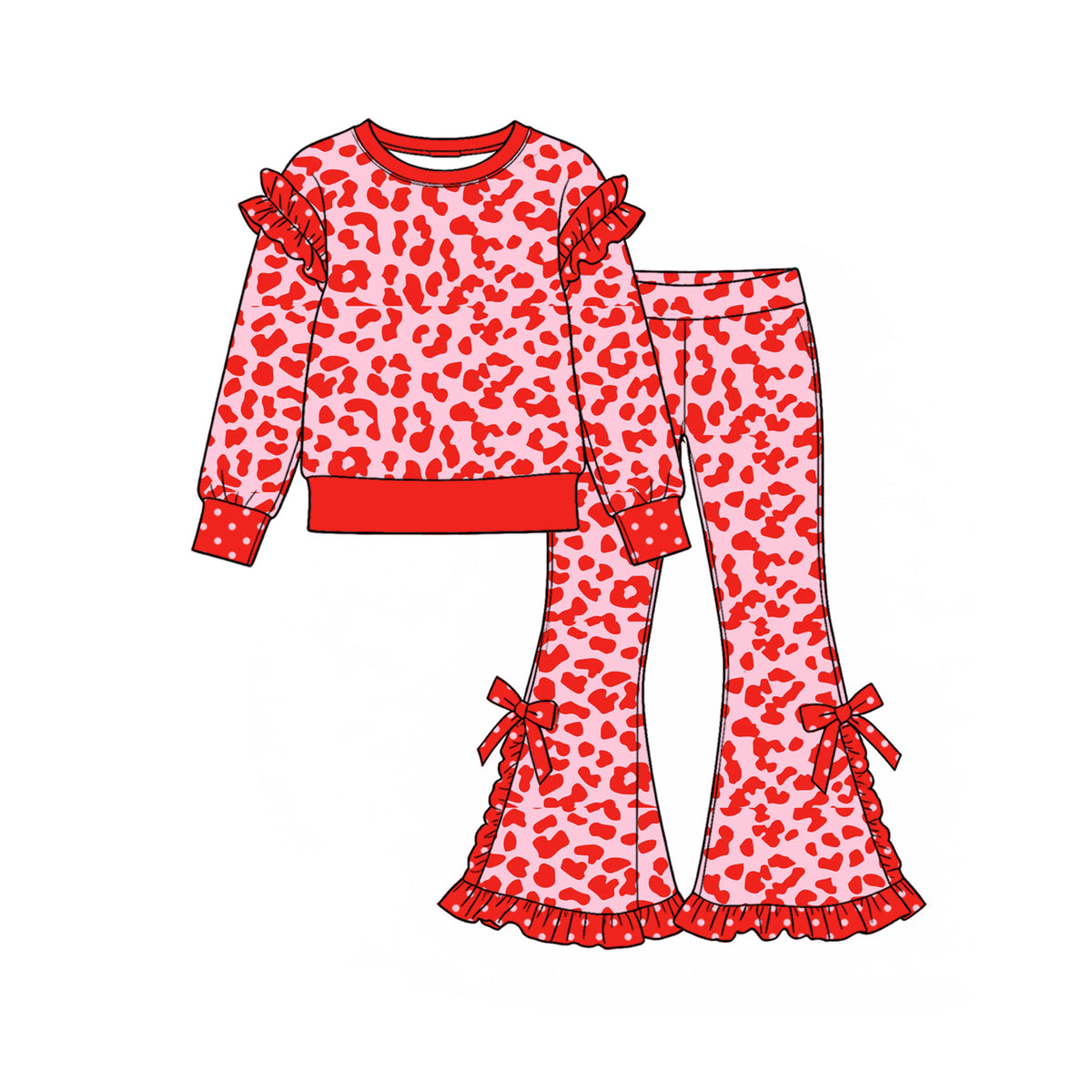 Valentines day leopard print girl long sleeve outfit preorder