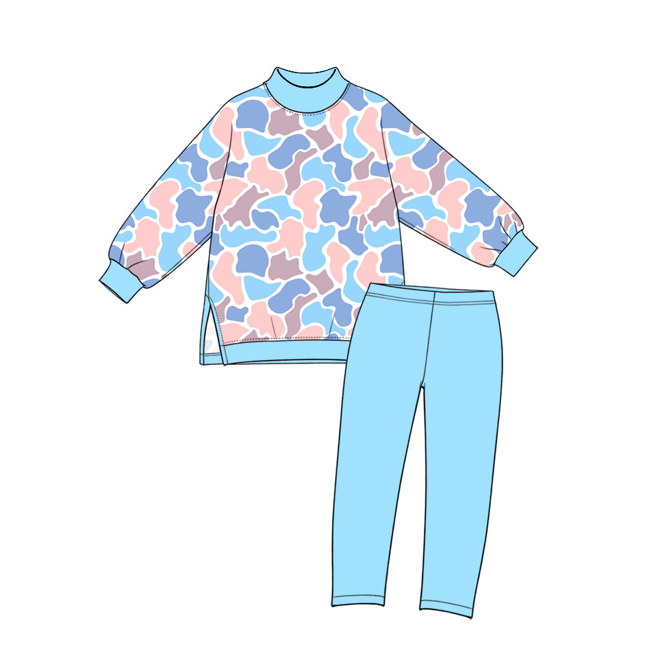 Camo print girl long sleeve top pants set yoga outfit preorder