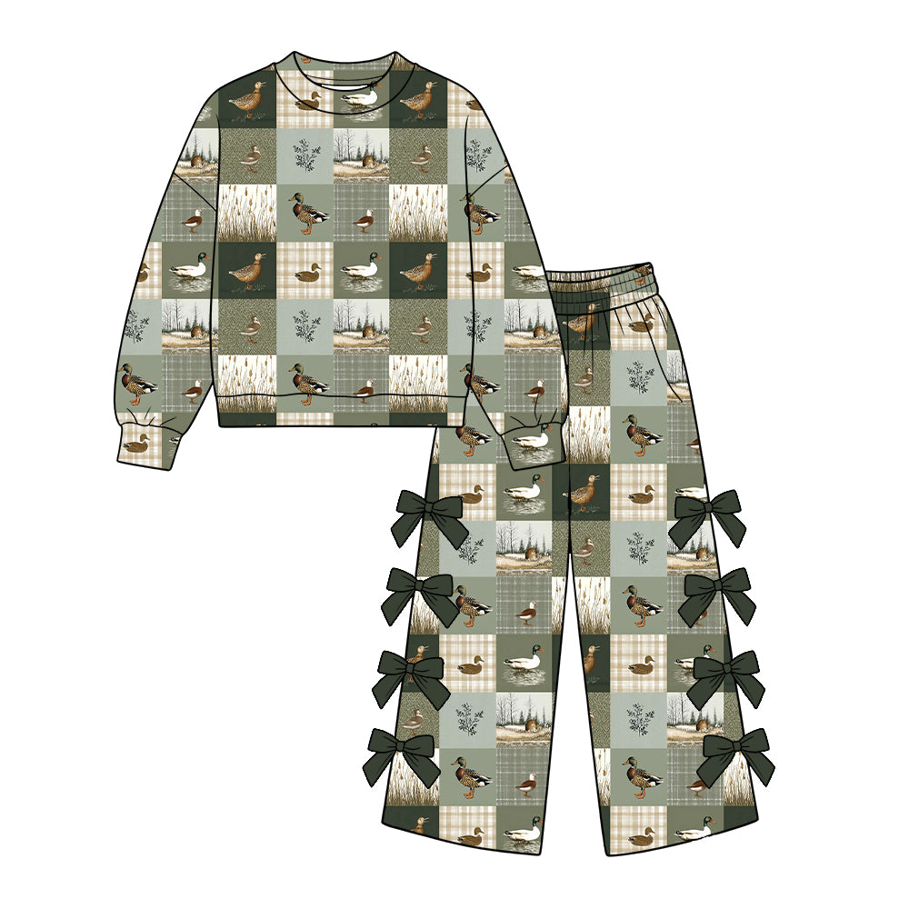 Duck bow design girl long sleeve outfit preorder