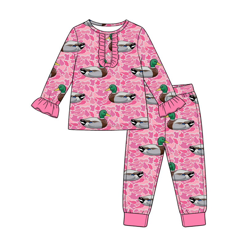 Duck camo design girls long sleeve top pants outfit preorder