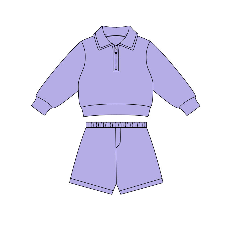 Lavender pullover top matching short girls summer active wear outfit preorder